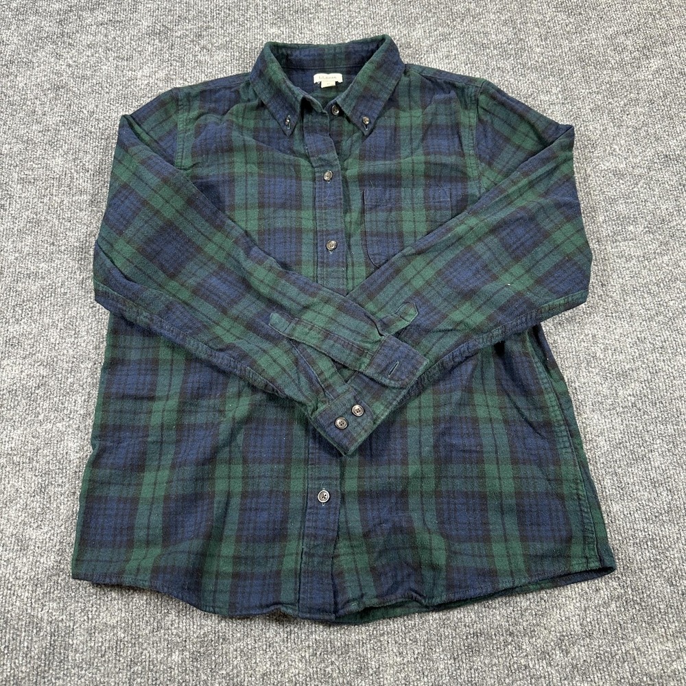 L.L. Bean Flannel Shirt Mens Medium Green Plaid Button Down Long Sleeve Casual
